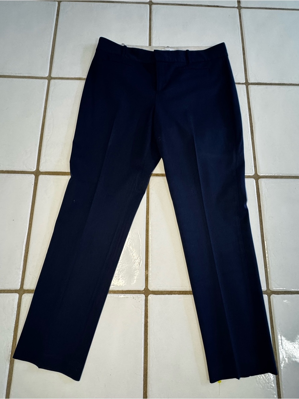 Calvin Klein Women’s Navy Stretch Slim Fit Flat Front Solid Tapered Pants 14